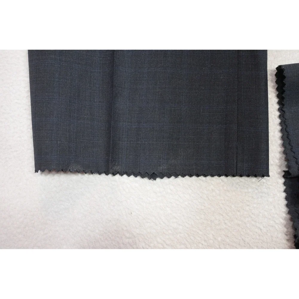 Hart Schaffner Marx Suit Mens 48L 42W Blue Worsted Wool Plaid 2pc Classic New